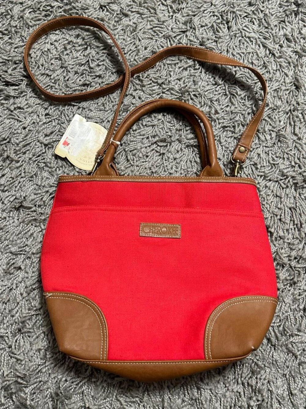 NWT Cherokee 90s Cross Body Canvas And Faux Leather Purse
